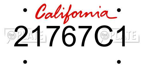 21767C1 California License Plate