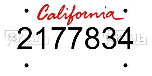 2177834 California License Plate