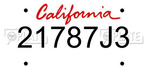 21787J3 California License Plate