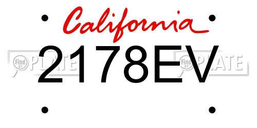 2178EV California License Plate