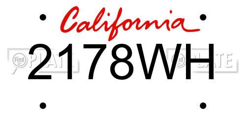 2178WH California License Plate