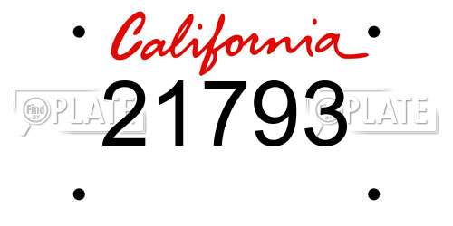 21793 California License Plate