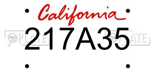 217A35 California License Plate