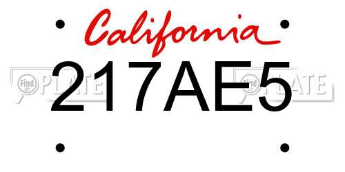 217AE5 California License Plate