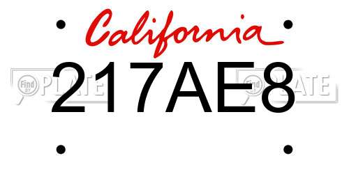 217AE8 California License Plate
