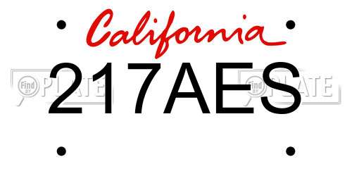 217AES California License Plate
