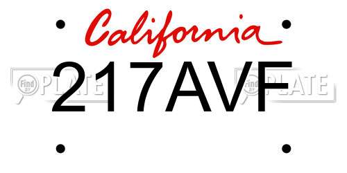 217AVF California License Plate