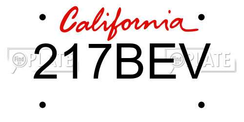 217BEV California License Plate