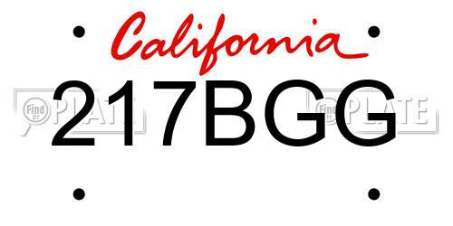 217BGG California License Plate
