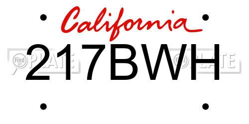 217BWH California License Plate