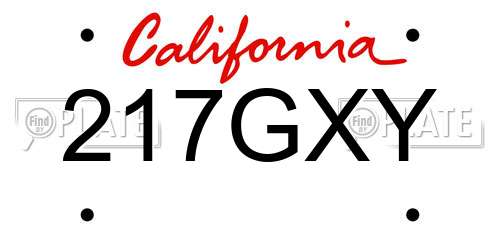 217GXY California License Plate