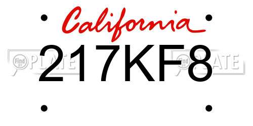 217KF8 California License Plate