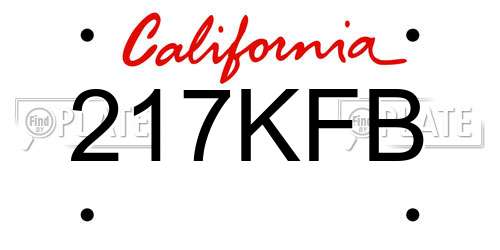 217KFB California License Plate