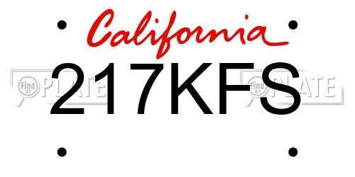 217KFS California License Plate