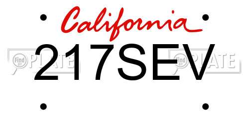 217SEV California License Plate
