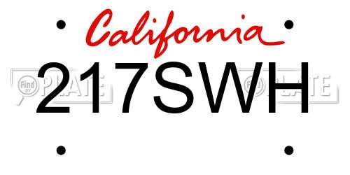 217SWH California License Plate