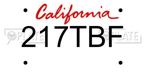 217TBF California License Plate