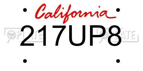 217UP8 California License Plate