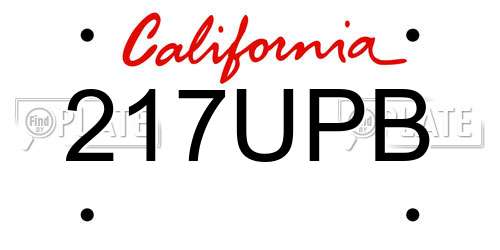 217UPB California License Plate