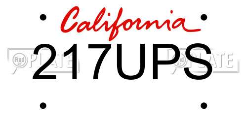 217UPS California License Plate