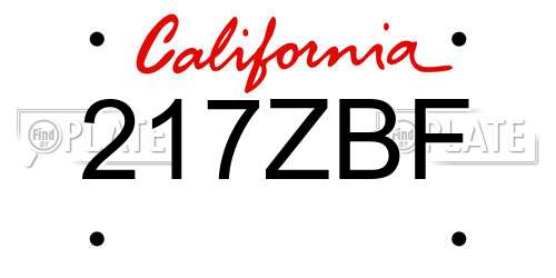 217ZBF California License Plate