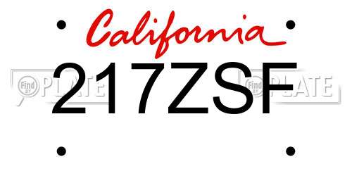 217ZSF California License Plate