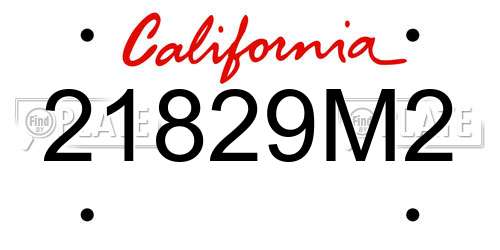 21829M2 California License Plate