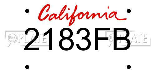 2183FB California License Plate