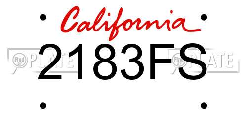 2183FS California License Plate