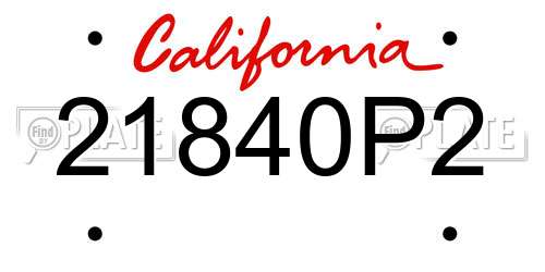 21840P2 California License Plate