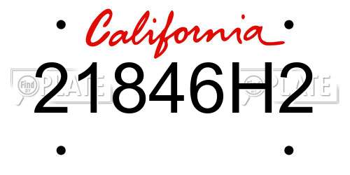 21846H2 California License Plate