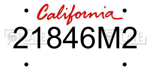 21846M2 California License Plate