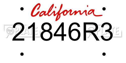 21846R3 California License Plate