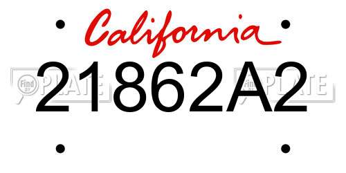 21862A2 California License Plate