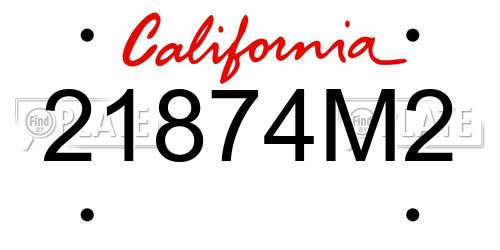 21874M2 California License Plate