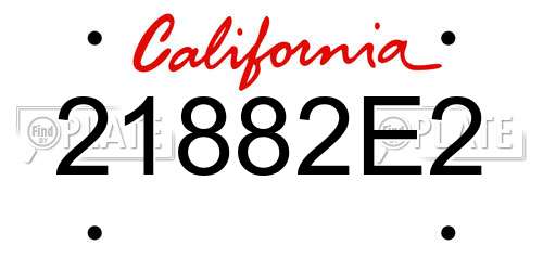 21882E2 California License Plate