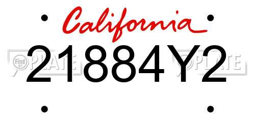 21884Y2 California License Plate