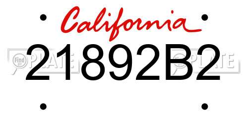 21892B2 California License Plate