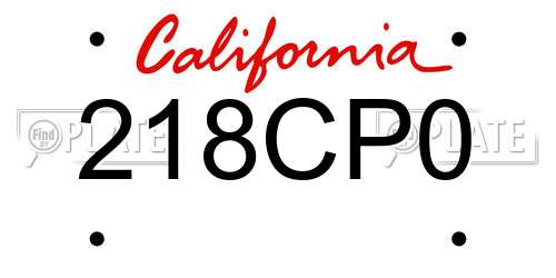 218CP0 California License Plate