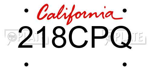 218CPQ California License Plate