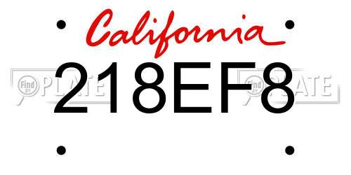 218EF8 California License Plate