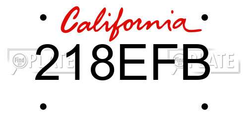 218EFB California License Plate