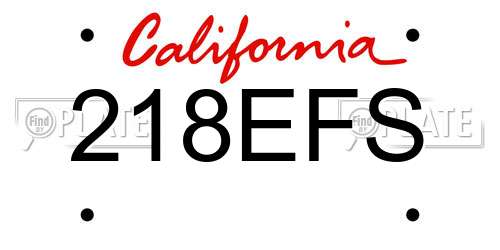 218EFS California License Plate