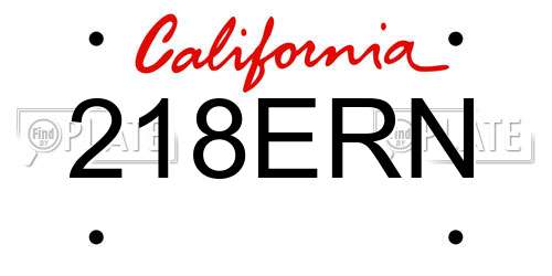 218ERN California License Plate
