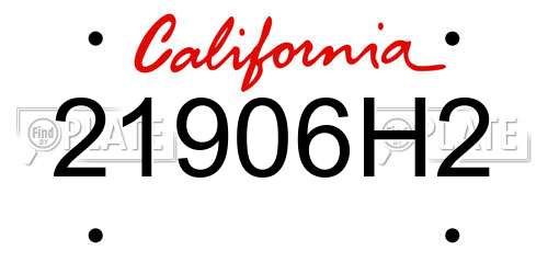 21906H2 California License Plate