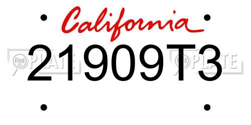21909T3 California License Plate