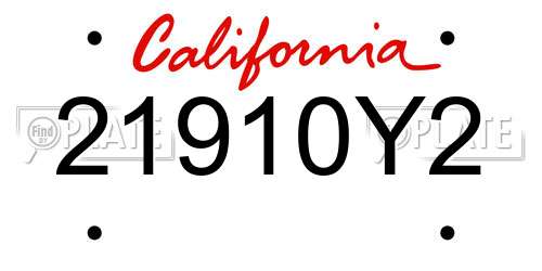 21910Y2 California License Plate