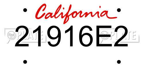 21916E2 California License Plate