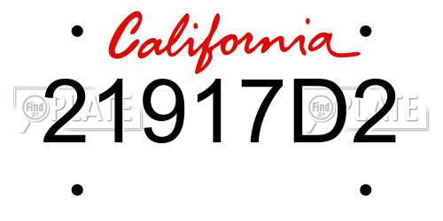 21917D2 California License Plate