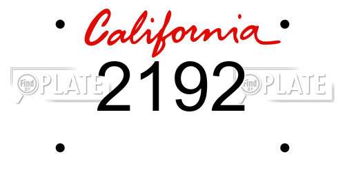 2192 California License Plate